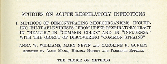 Anna Wessels Williams first publication in <em>The Journal of Immunology</em>, 1921 6, no. 1