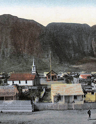 Postcard of Leper settlement at Kalawao