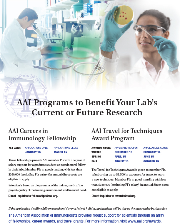 AAI Careers in Immunology Fellowship and Travel for Techniques Program brochure