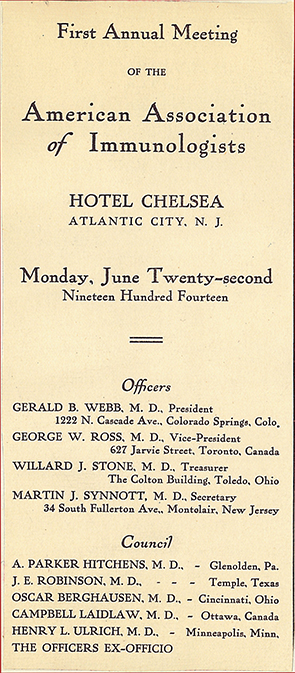 Program of the First AAI Annual Meeting, 1914