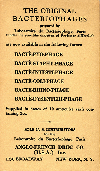 Advertisment of bacteriophages