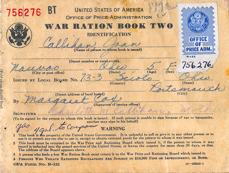 Ration Book, Ohio, 1942