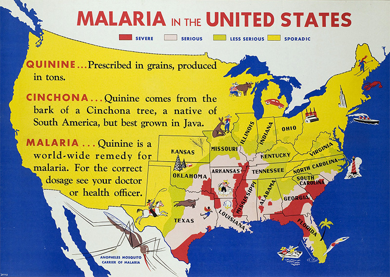 Map, “Malaria in the United States,” [undated]