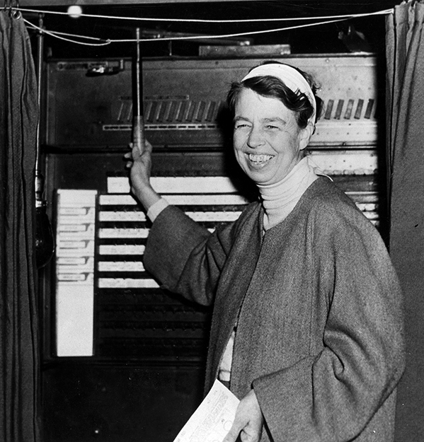 Eleanor Roosevelt votes in Hyde Park, NY, November 3, 1936