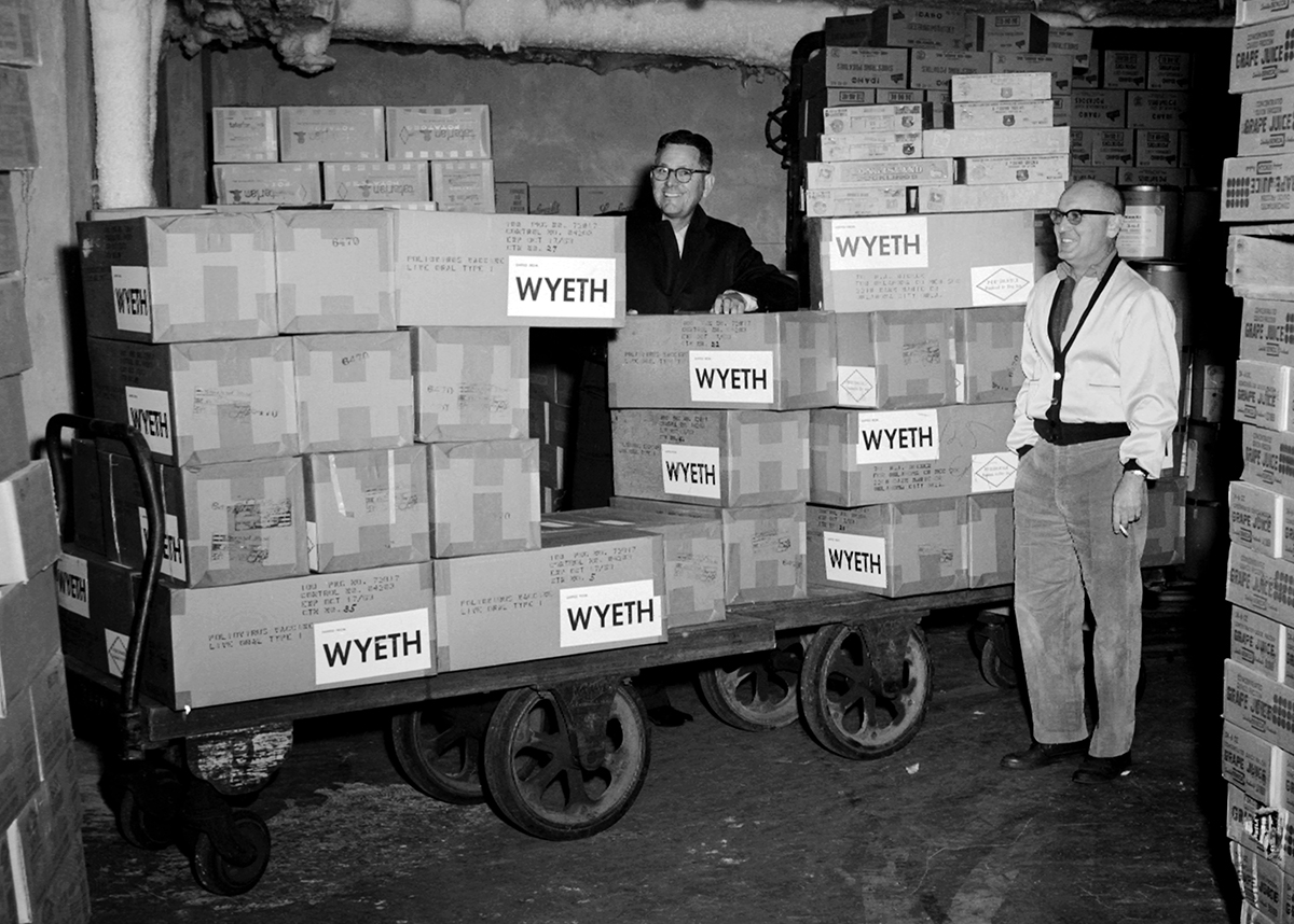 Cart load of Wyeth vaccine, 1963